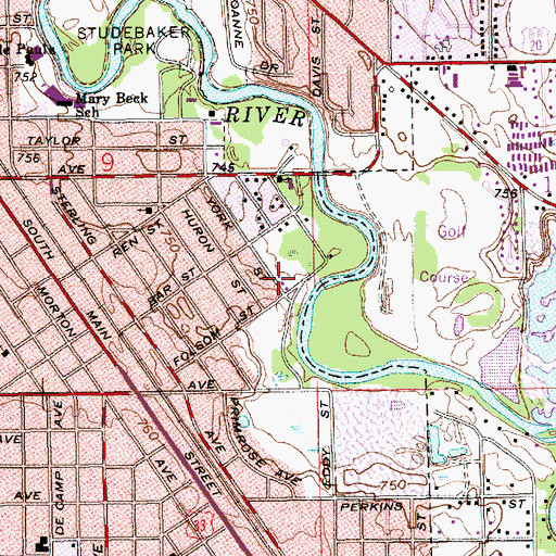 Topographic Map of Riverview Church, IN