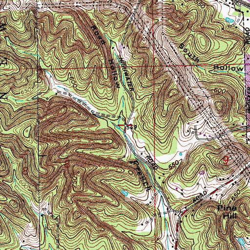 Topographic Map of Road Hollow, IN