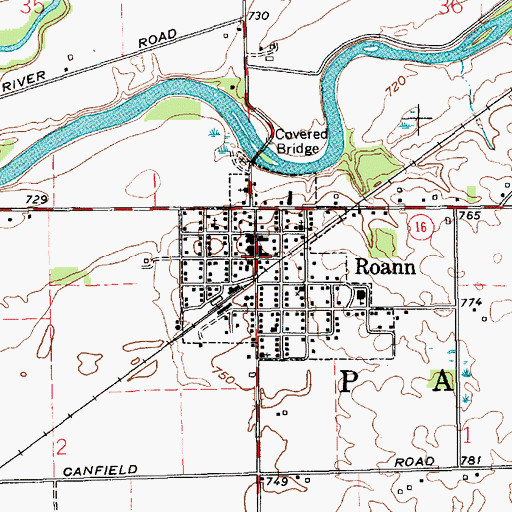 Topographic Map of Roann, IN