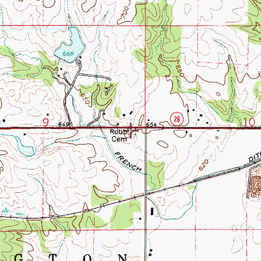 Topographic Map of Robb Cemetery, IN