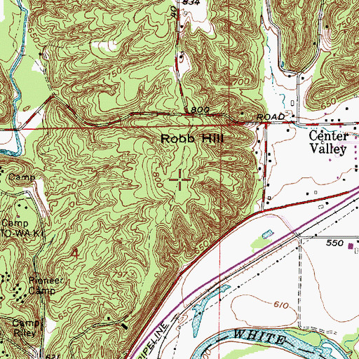 Topographic Map of Robb Hill, IN