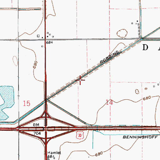 Topographic Map of Robbins Ditch, IN
