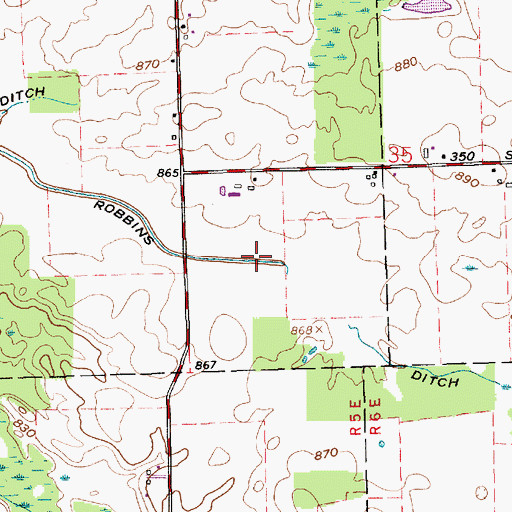 Topographic Map of Robbins Ditch, IN