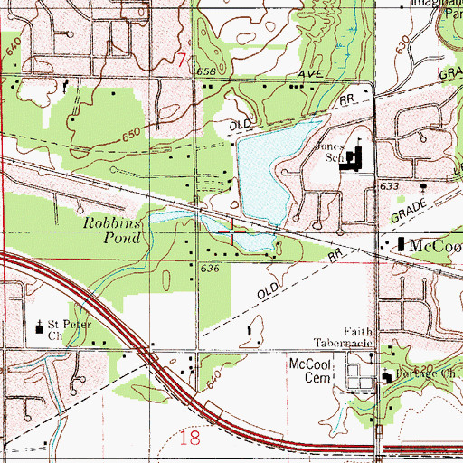 Topographic Map of Robbins Pond, IN