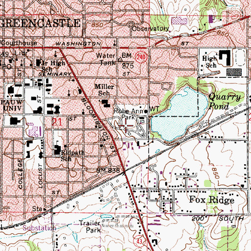 Topographic Map of Robe Ann Park, IN