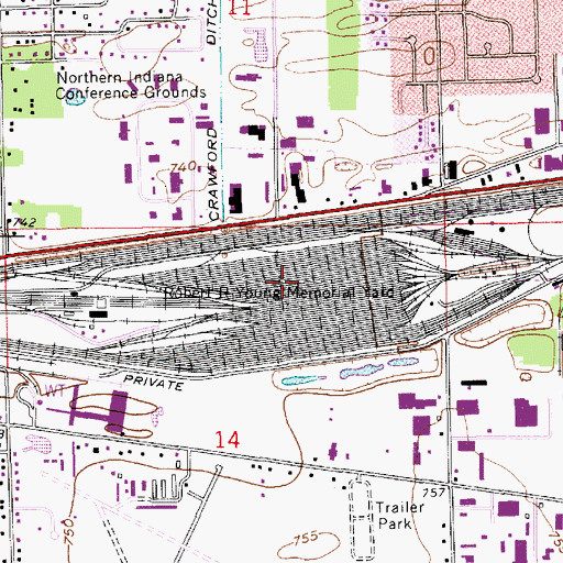 Topographic Map of Robert R Young Memorial Yard, IN
