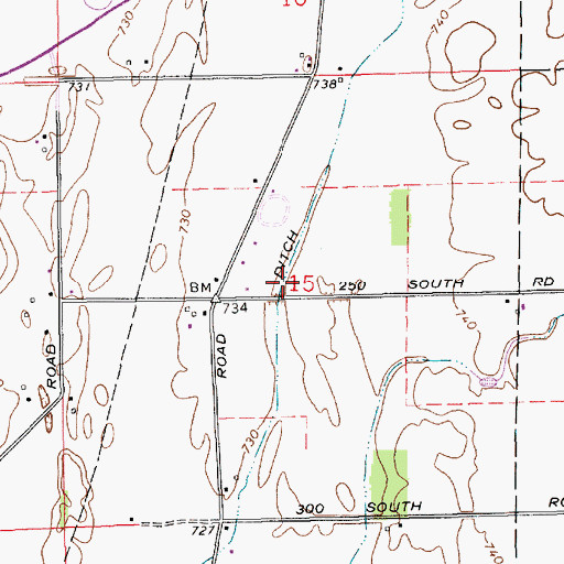 Topographic Map of Roberts Ditch, IN