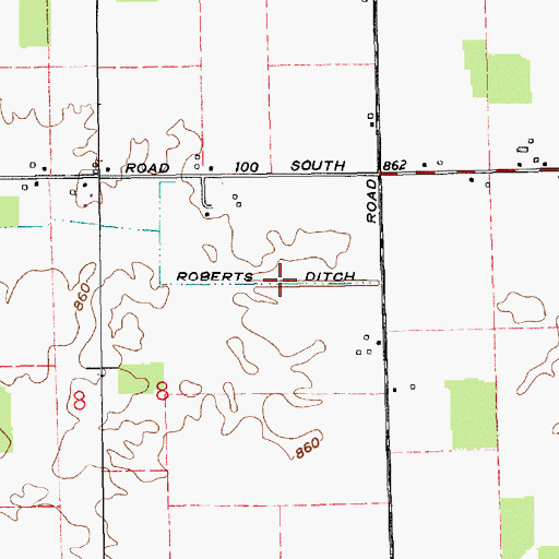Topographic Map of Roberts Ditch, IN