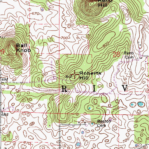 Topographic Map of Roberts Hill, IN