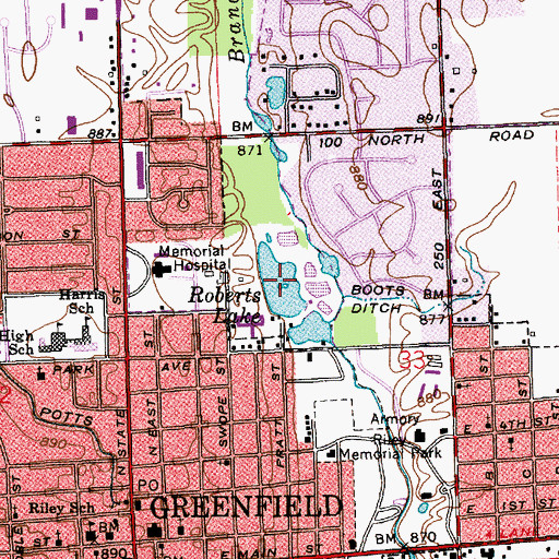 Topographic Map of Roberts Lake, IN