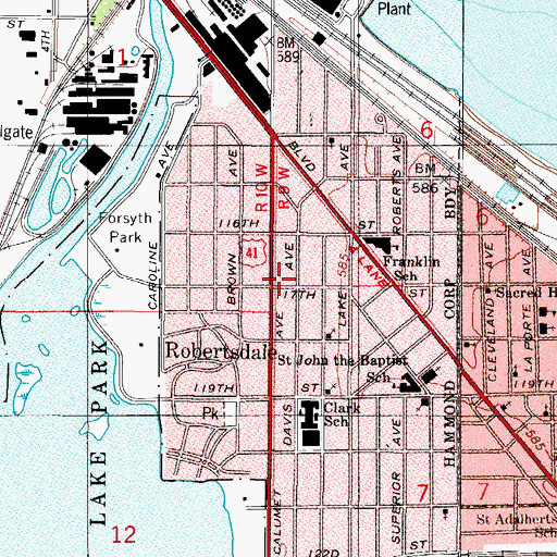Topographic Map of Robertsdale, IN