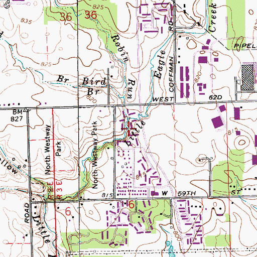 Topographic Map of Robin Run, IN