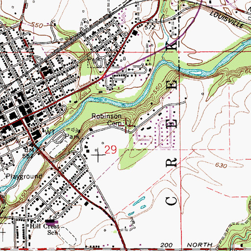 Topographic Map of Baum Cemetery, IN