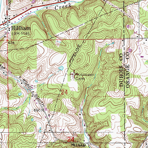 Topographic Map of Robinson Cemetery, IN