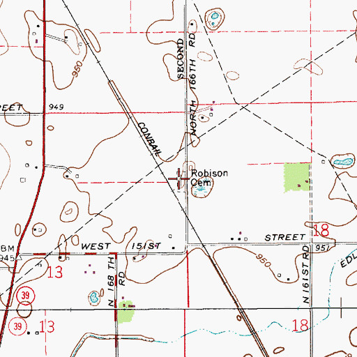 Topographic Map of Robison Cemetery, IN