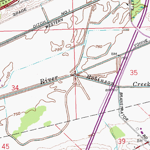 Topographic Map of Robinson Creek, IN