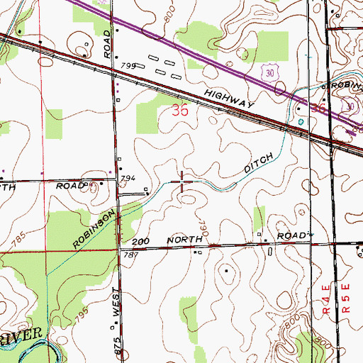 Topographic Map of Robinson Ditch, IN