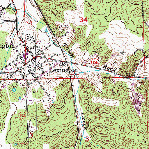 Topographic Map of Rock Creek, IN