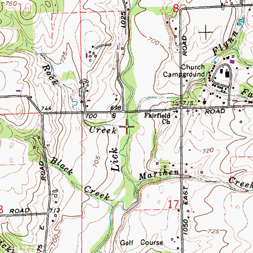 Topographic Map of Rock Creek, IN