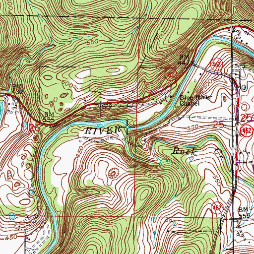 Topographic Map of Rock Creek, IN