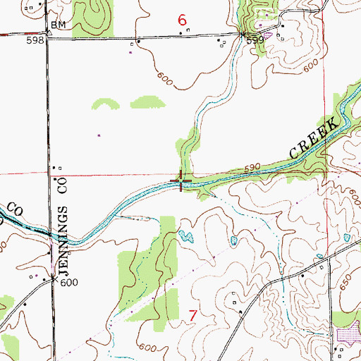 Topographic Map of Rock Creek, IN