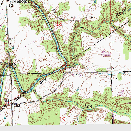 Topographic Map of Rock Creek, IN