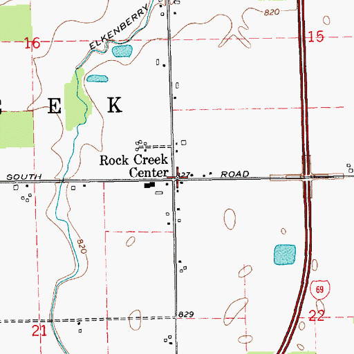 Topographic Map of Rock Creek Center, IN
