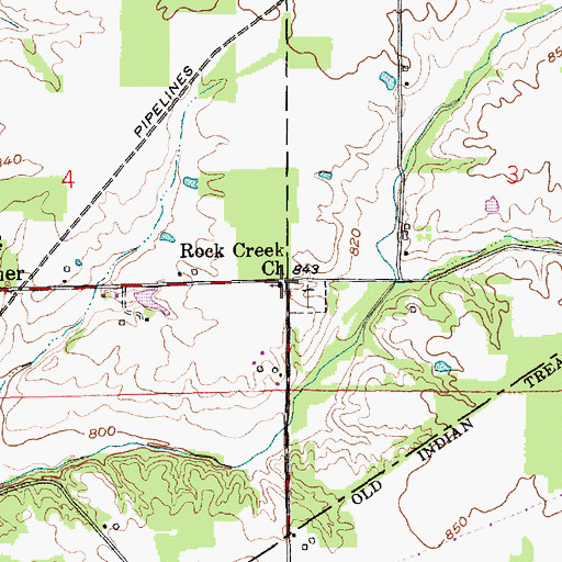 Topographic Map of Rock Creek Church, IN