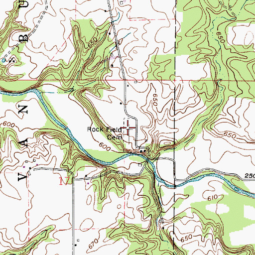 Topographic Map of Rockfield Cemetery, IN
