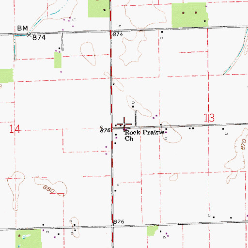 Topographic Map of Rock Prairie Church, IN