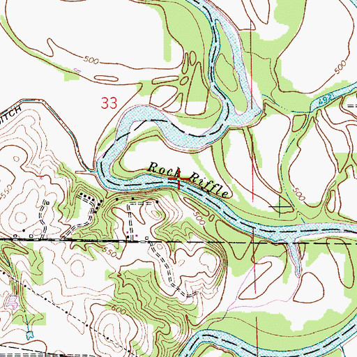 Topographic Map of Rock Riffle, IN