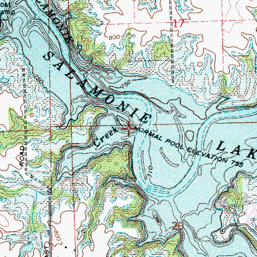 Topographic Map of Rockaway Creek, IN
