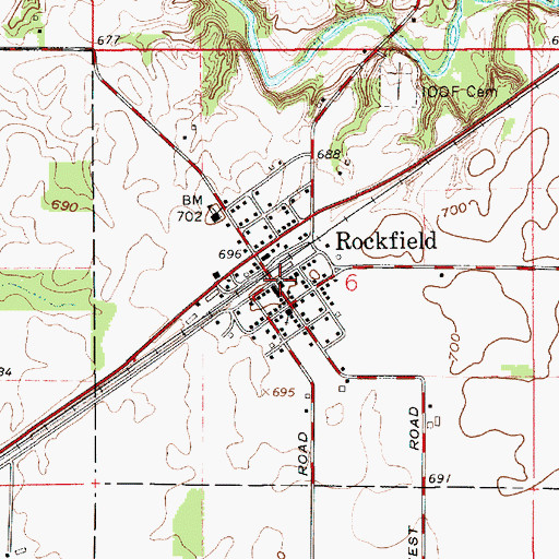 Topographic Map of Rockfield, IN