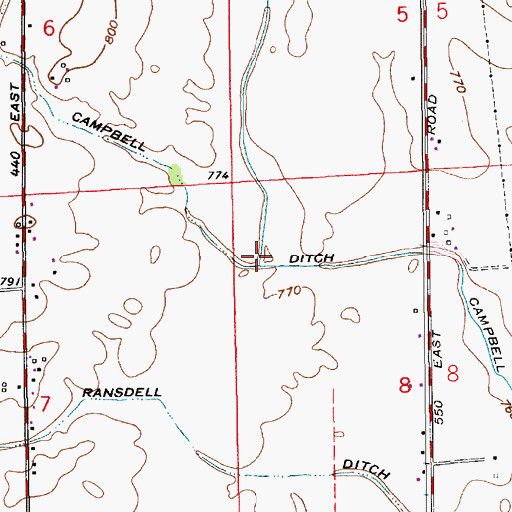 Topographic Map of Rocklane Creek, IN