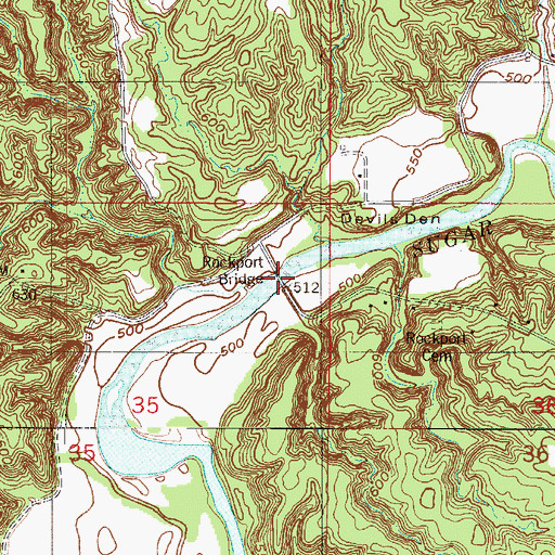 Topographic Map of Jackson Bridge, IN