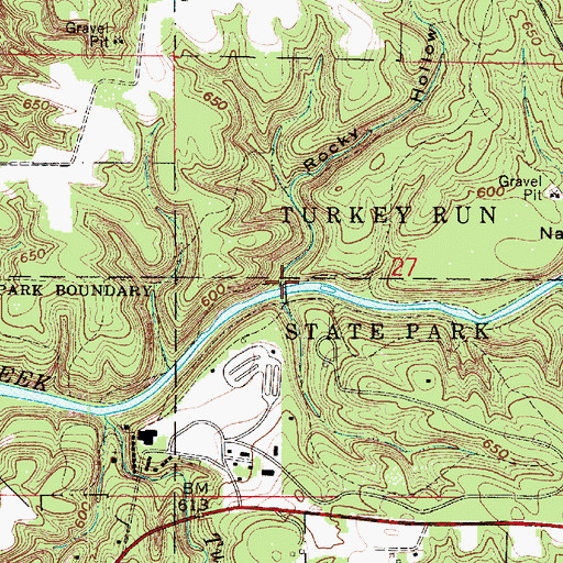 Topographic Map of Rocky Hollow, IN