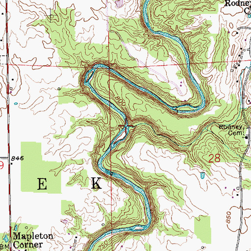 Topographic Map of Rodney Branch, IN
