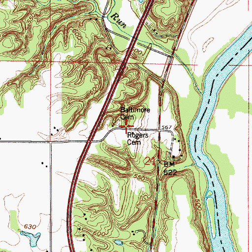Topographic Map of Roger Cemetery, IN