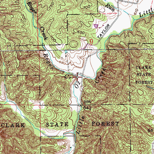Topographic Map of Roger Creek, IN