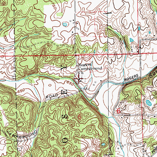 Topographic Map of Rogers Campground Church, IN