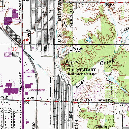 Topographic Map of Rogers Cemetery, IN