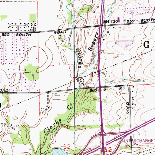 Topographic Map of Rogers Creek, IN