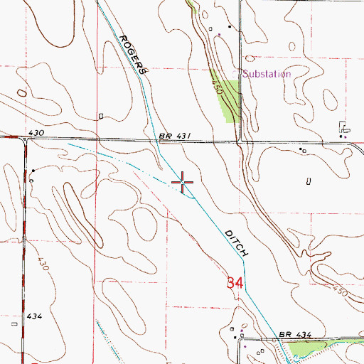 Topographic Map of Rogers Ditch, IN
