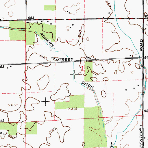 Topographic Map of Rogers Ditch, IN