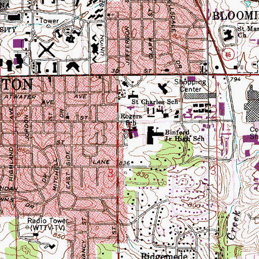 Topographic Map of Rogers Elementary School, IN
