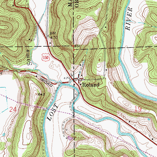 Topographic Map of Roland, IN