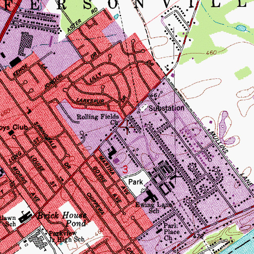 Topographic Map of Rolling Fields Church, IN