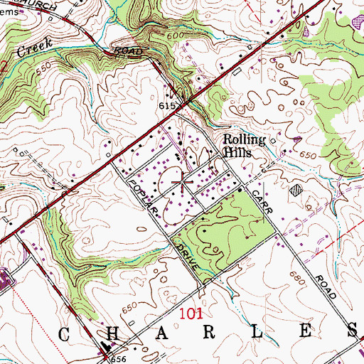 Topographic Map of Rolling Hills, IN