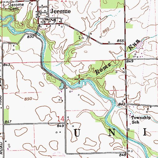 Topographic Map of Rome Run, IN