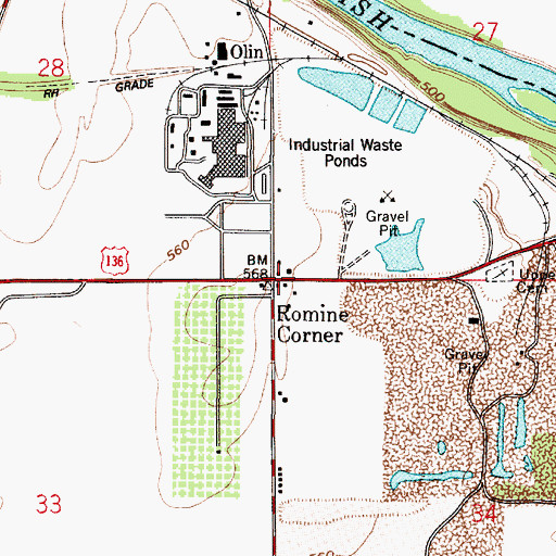 Topographic Map of Romine Corner, IN
